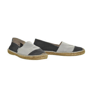 A6 Auth VISCATA Grey Two Tone Cotton Canvas Espadrille Flat Casual Shoes Size 45